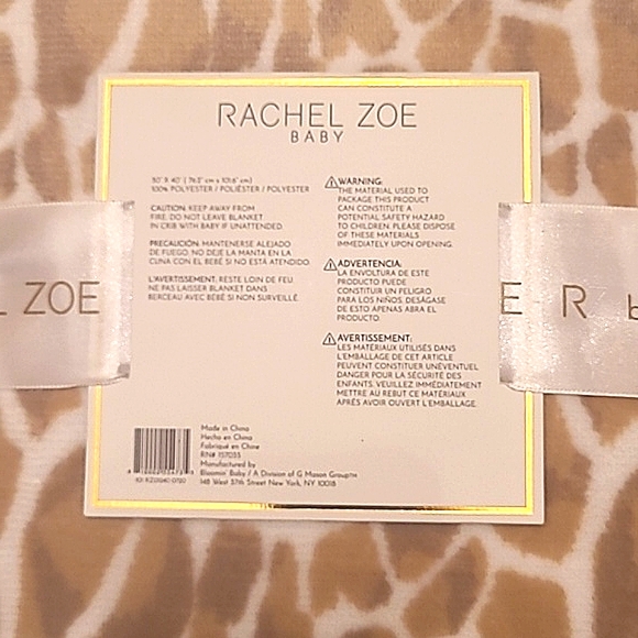 Rachel Zoe Baby Blanket Reversible Giraffe Animal Print RZ Baby Nursery Gift - Picture 12 of 17
